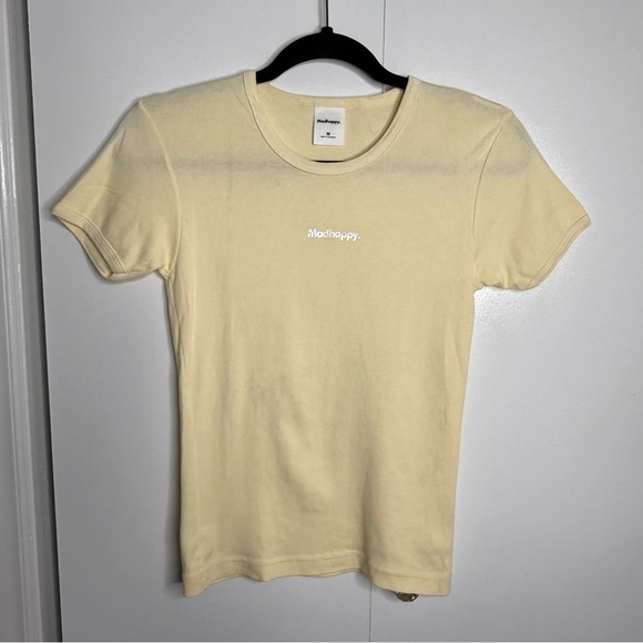 Madhappy Tops - Madhappy - Holographic Logo Baby Tee - Cream - Medium NWOT